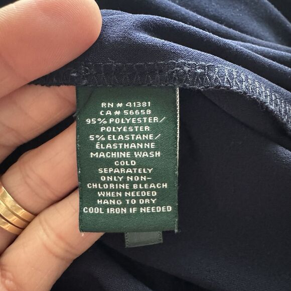 Lauren Ralph Lauren Elegant Faux Wrap Ruched Waist Midi Dress M Slinky Sz 2 - Picture 6 of 9